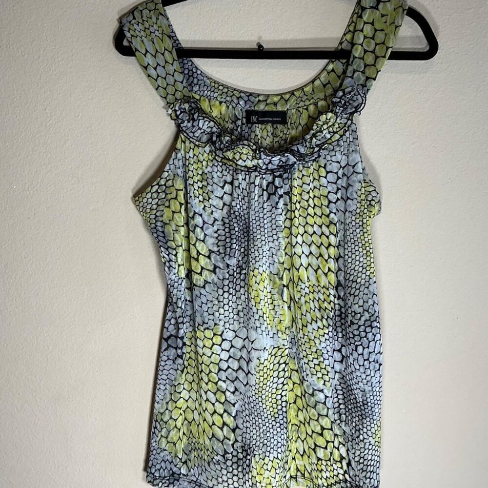 INC International Concepts Women's Blouse, Size L, Yellow, Black, Gray